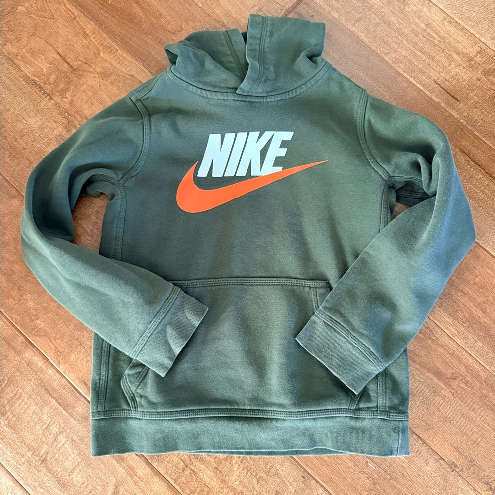 Nike Moss Green Hoodie with Orange Accent